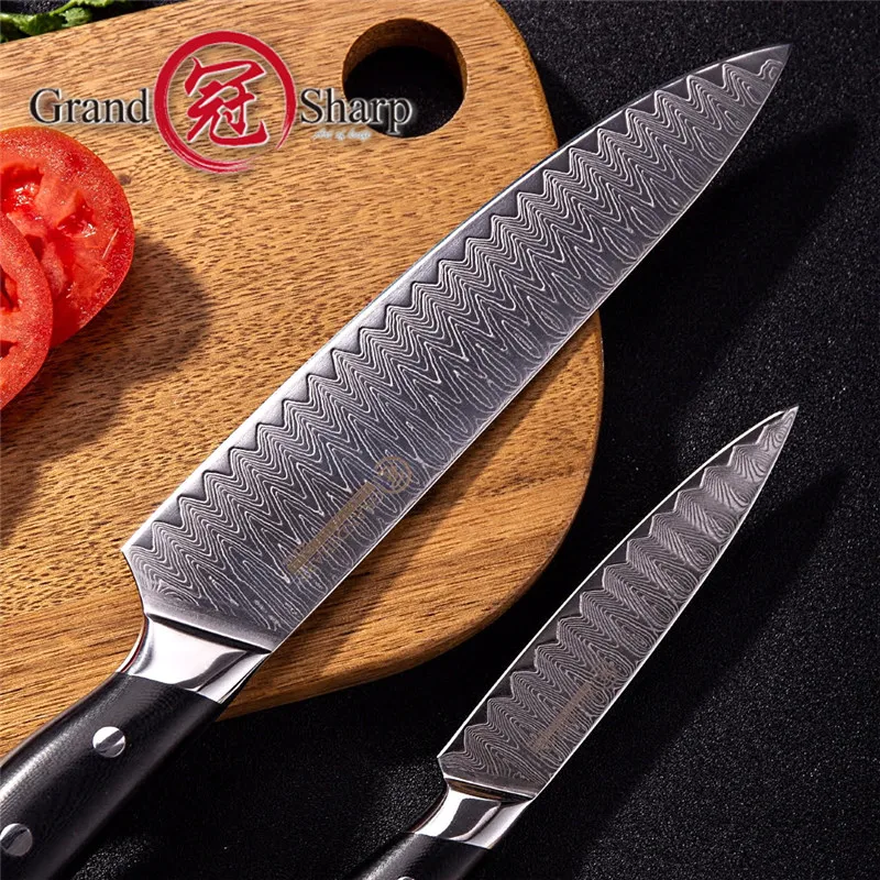 Набор ножей из дамасской стали Grandsharp кухонные ножи шеф повара VG10 японской 67 слоев