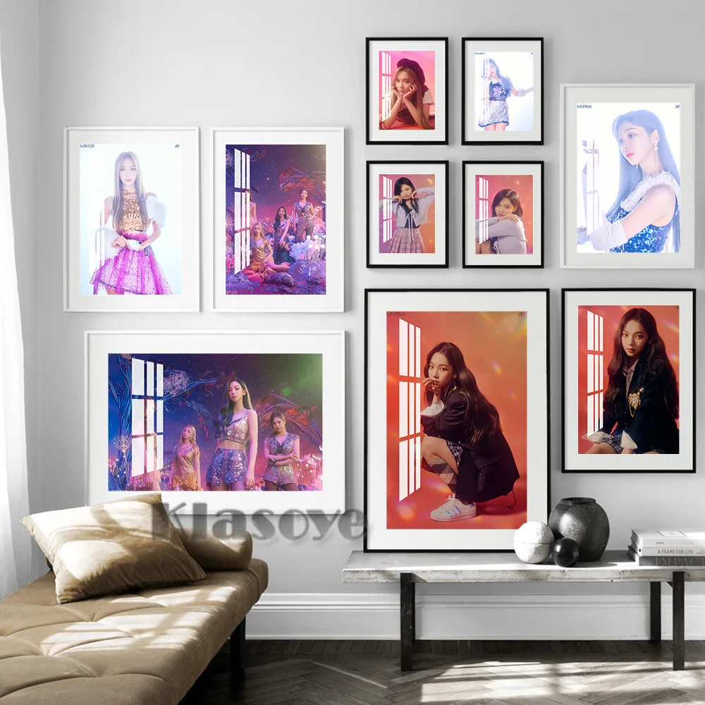 

Aespa Korea Idol Singer Poster Music Magazine Cover Posters Prints Photo Art Decor Canvas Painting Bar Pub Club Wall Stickers