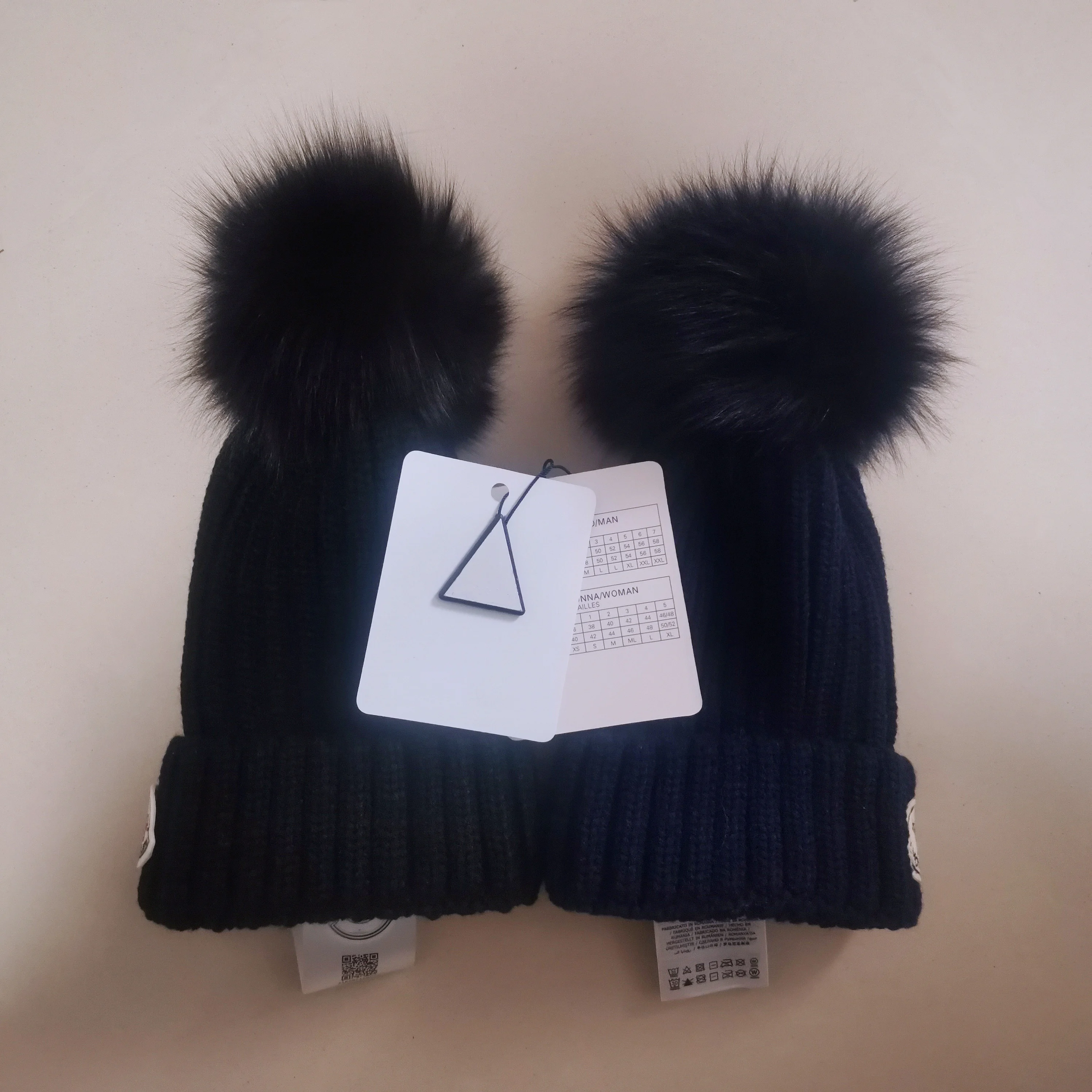 Модная классическая вязаная шапка из чистой шерсти 100% натуральный Лисий мех