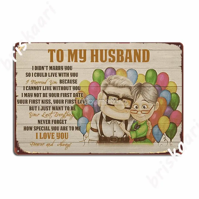 

Карл и Элли моему мужу, я люблю тебя вечно и всегда, подарок на День святого Валентина для мужа, металлический знак, дизайн клуба, бара