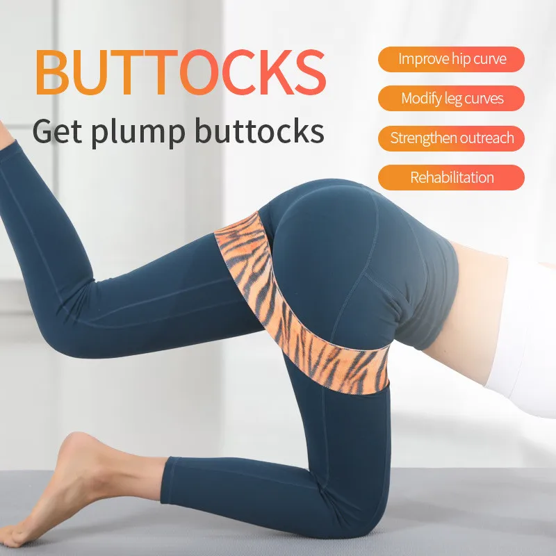 

Leopard Print Polyester Cotton + Latex Squat Yoga Resistance Bands Fitness Stretch Belt Hip Stretch Band Buttocks Elastic Loop