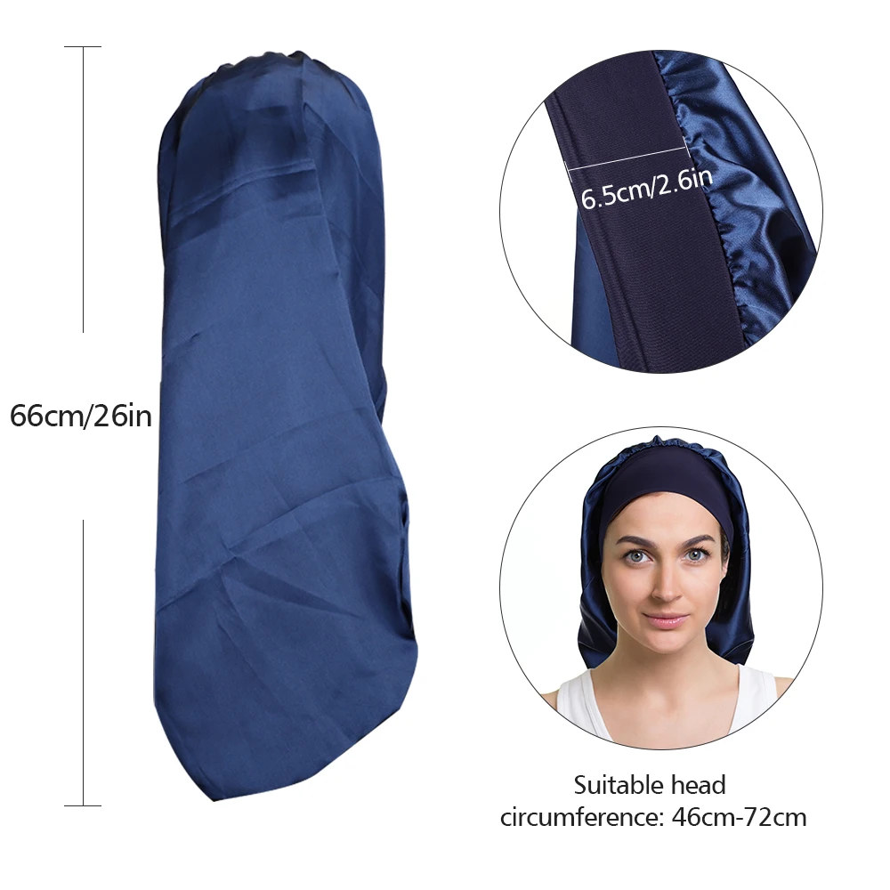 

Women Night Sleep Hat Silk Head Wrap Shower Cap Satin Bonnet Silky Hats Hair Styling Tools Hair Care Adjust Soft Elastic Hairhat