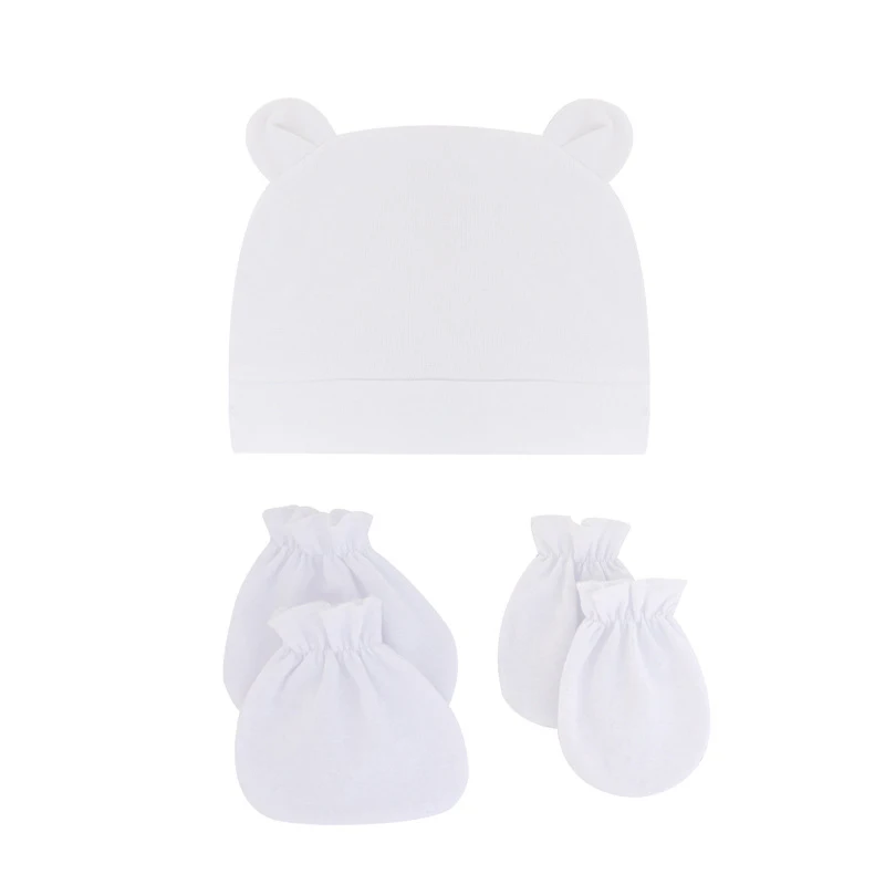 3 шт./лот шапка для новорожденных комплект перчаток хлопковые детские перчатки с