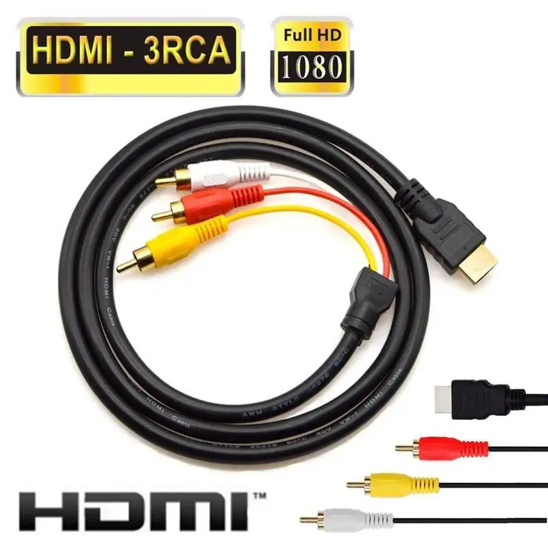 5 футов 1080P HDTV конвертер совместимому с HDMI Мужской до 3 RCA аудио видео кабель AV