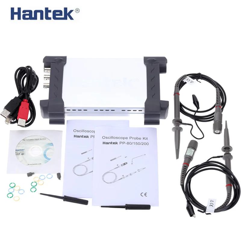 Hantek6052BE ПК USB аналоговый Виртуальный осциллограф 2CH 50 МГц 150 мкс/с инструменты portalbe