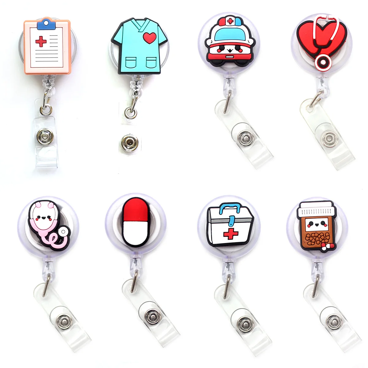 

Hospital Medical Instruments Retractable Plastic Badge Holder Reel Student Nurse Exhibition Enfermera Girl Name Card Chest Card