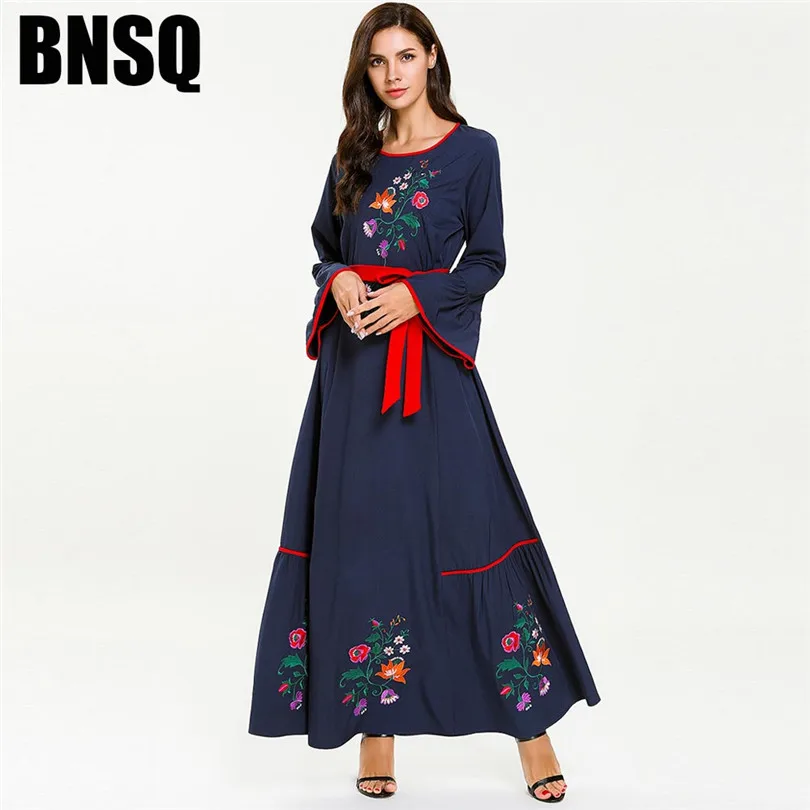 Мусульманское платье с вышивкой модные вечерние мусульманские кафтан винтажные