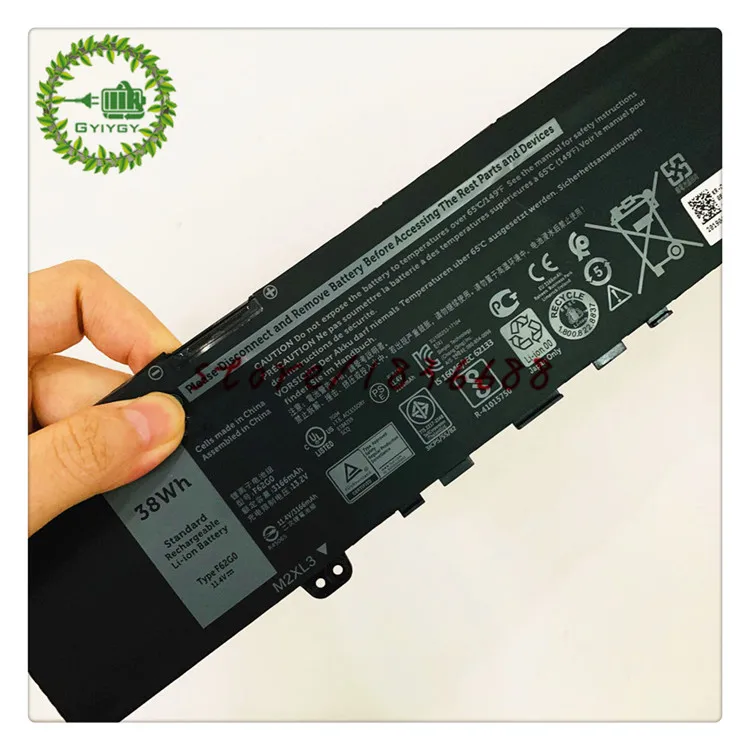 GYIYGY 11 4 V 38WH Аккумулятор для ноутбука F62G0 Dell Inspiron 13 5370 7370 7373 Vostro RPJC3|Аккумуляторы