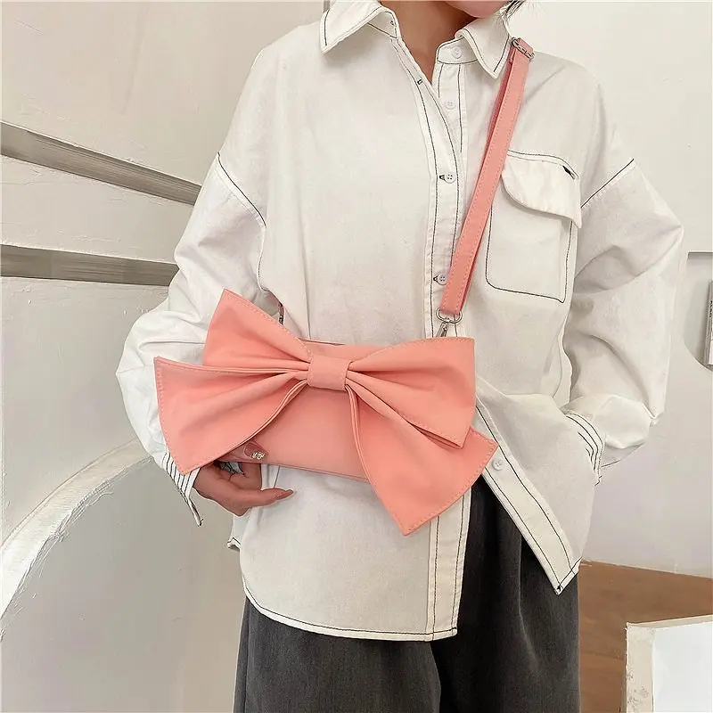 

Big Bow Shoulder Crossbody Messenger Bag 2021 PU Leather Luxury Designer Handbags Women Bags Travel Purse High Quality