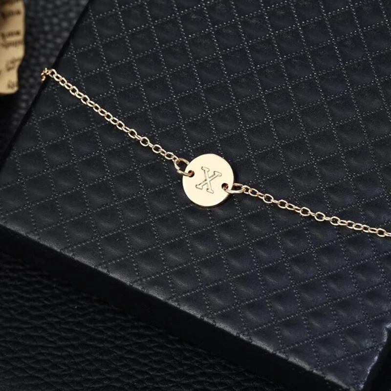 Золотой A-Z 26 начальный браслет с буквенным принтом для женщин и мужчин