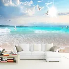 Пользовательские фото обои 3D голубое небо и белое облако пляж морской пейзаж фрески гостиная ТВ диван отель фон настенная живопись 3 D