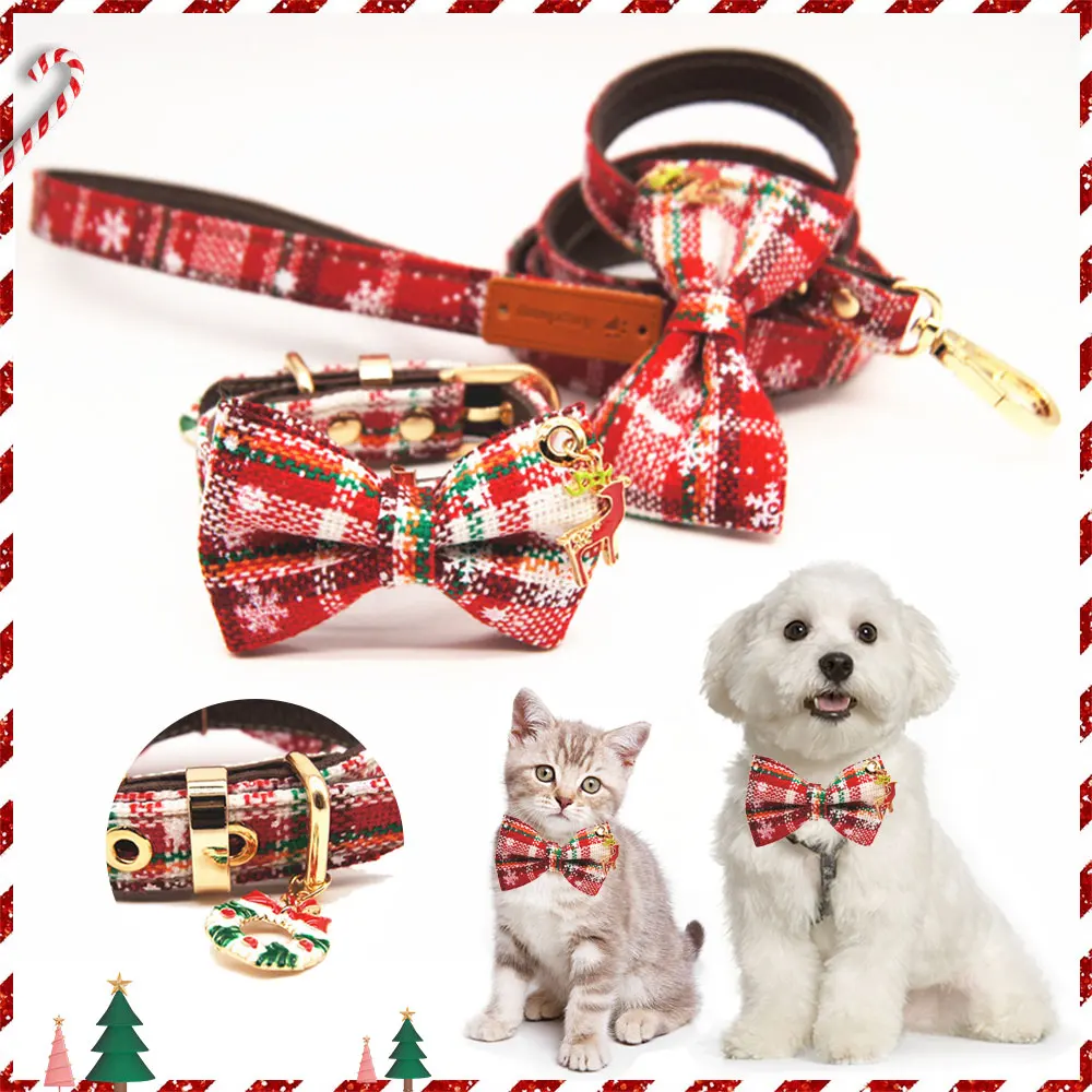 Ошейник и поводок для домашних питомцев Рождественский декоративный набор собак