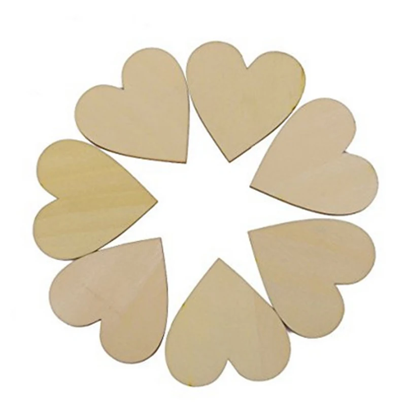 

ANGRLY 200pcs 20mm Wooden Heart Cardboard Kids Birthday Party Supplies DIY Scrapbook Craft Wedding Christmas Decoration