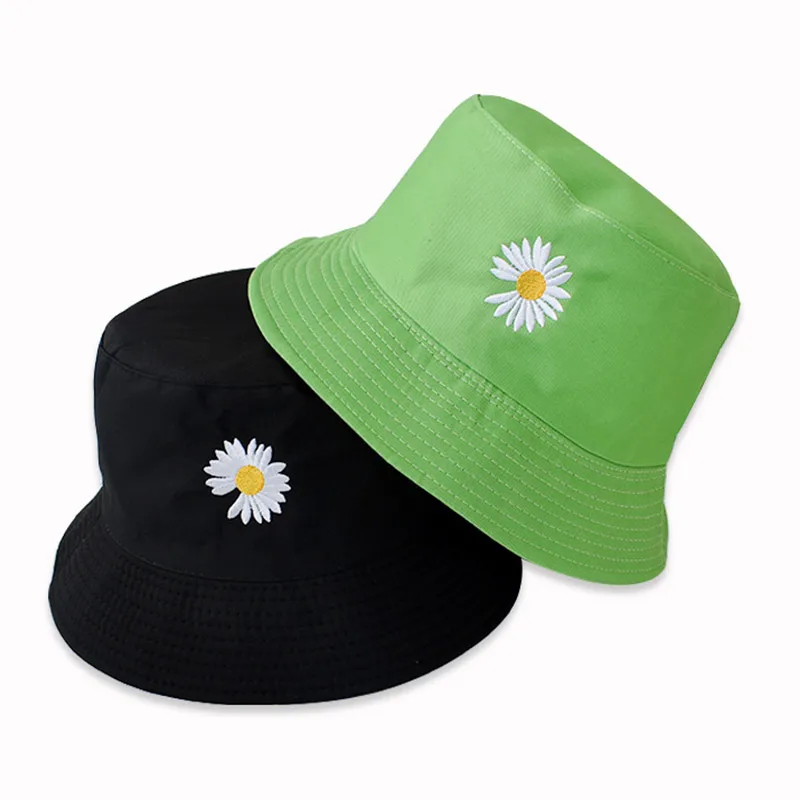 

Letter Embroidery Bucket Hat Unisex Double-Sided Cotton Fisherman Cap Women Summer Sunscreen Panama Sun Hats Outdoor Fishing Cap
