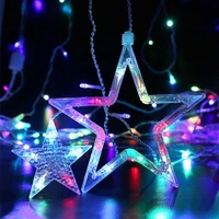 138 led 12 stars curtain lights 8 modes fairy string icicle lights party twinkle light backdrops indoor lighting christmas decor