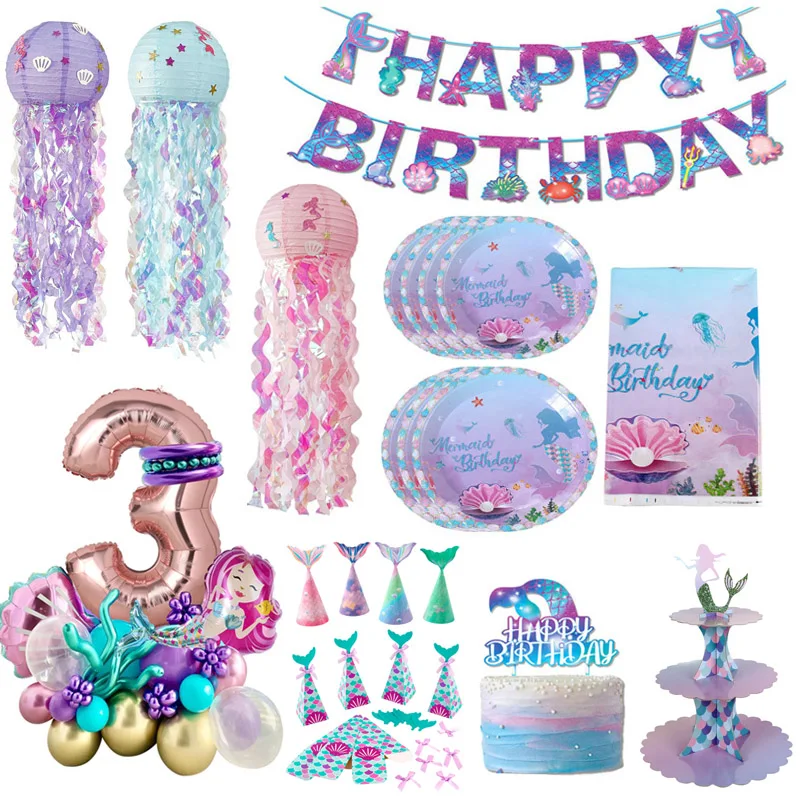 

Mermaid Theme Party Decoration 1st Birthday Party Decor The little Mermaid Under The Sea Party Favor Girl Baby Shower Decoration