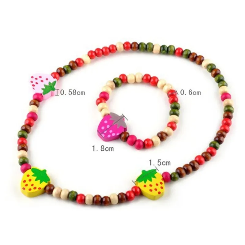 Trendy Girls Wooden Cute Smile Fruit Heart Beads Necklace Bracelet Baby Children Jewelry Set Accessories | Украшения и аксессуары