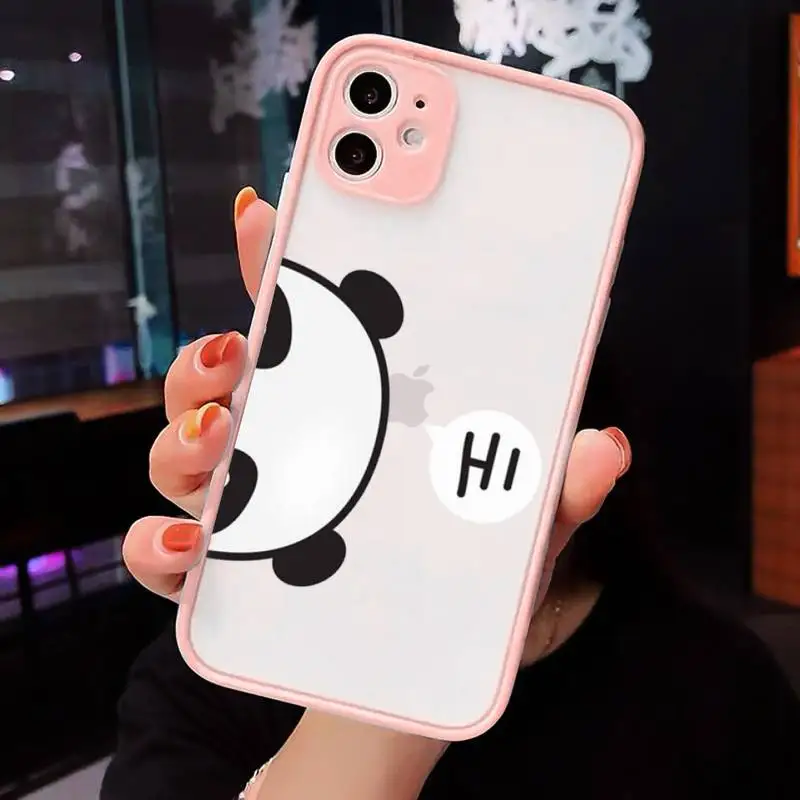 

Phone Case For iPhone 12 11 Mini Pro XR XS Max 7 8 Plus X Panda Cat Dinosaur Matte transparent Pink Cover