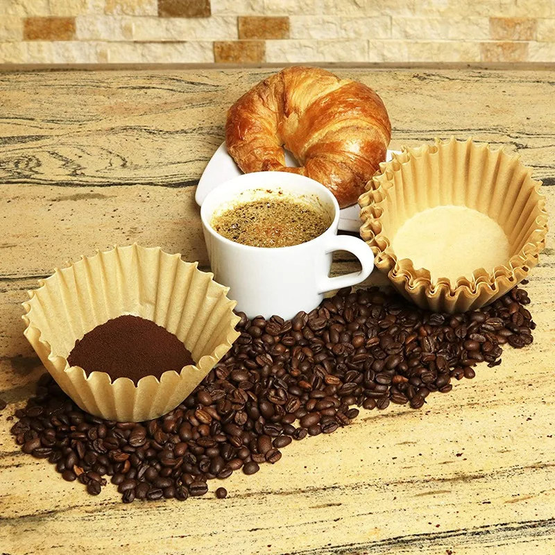 

1-4 Cup Basket Coffee Filters,Natural Brown Biodegradable Basket Filters Paper Unbleached for Home,Coffee Filter 100Pcs