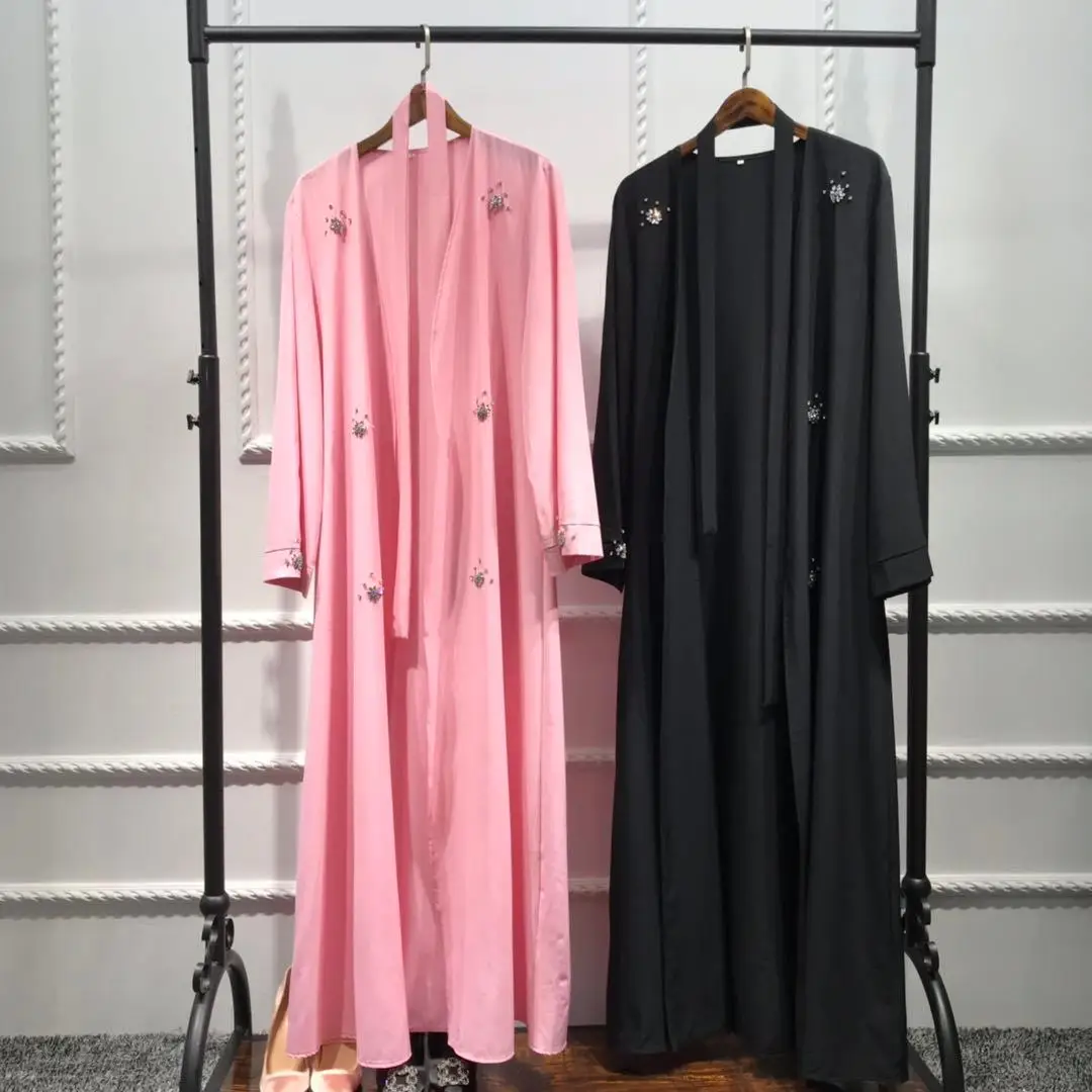 Мусульманский Кардиган со стразами и бусинами abaya длинное платье кимоно длинные