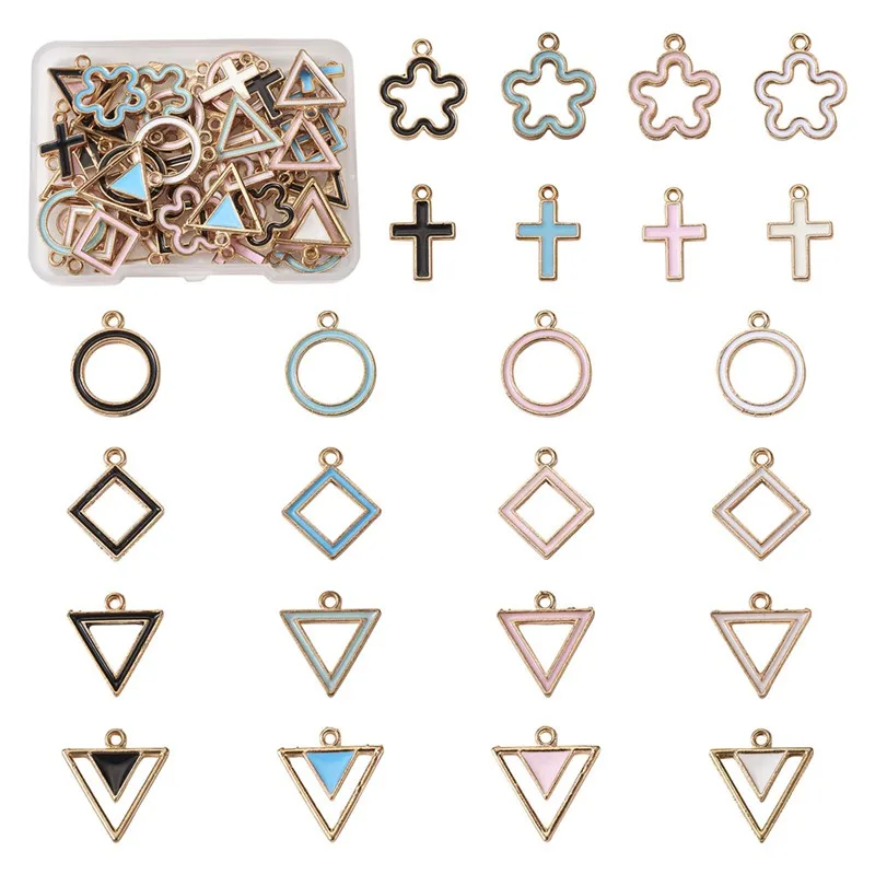 

1 Set Alloy Enamel Pendants Charms Round Triangle Flower Cross Rhombus Heart for Jewelry Making DIY Bracelet Necklace Handmade