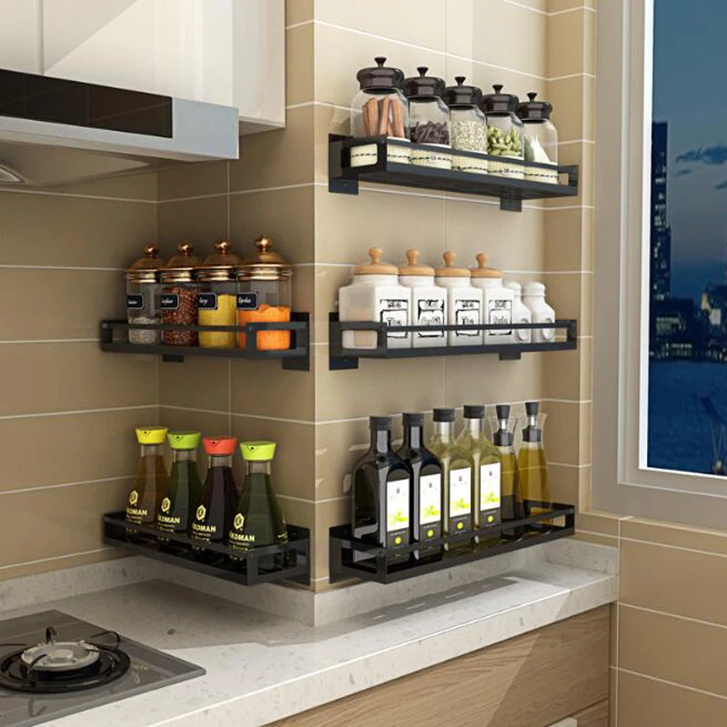 Кухонная настенная переносная вешалка полка из нержавеющей стали для специй