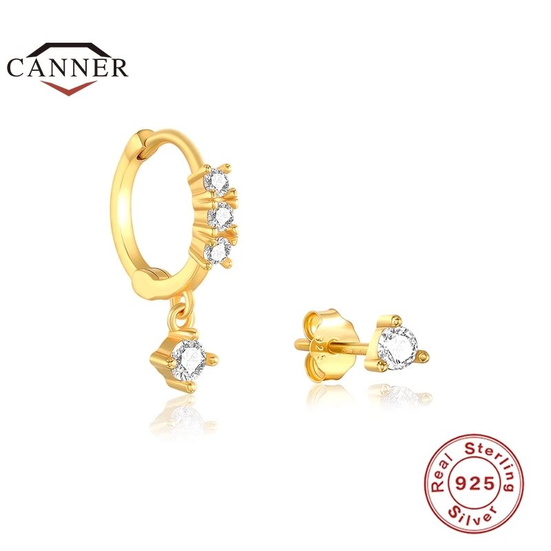 

CANNER INS Style 925 Sterling Silver 18k Gold Plated Mini Stud Earrings for Women Piercing Earring Earings Jewelry Pendientes