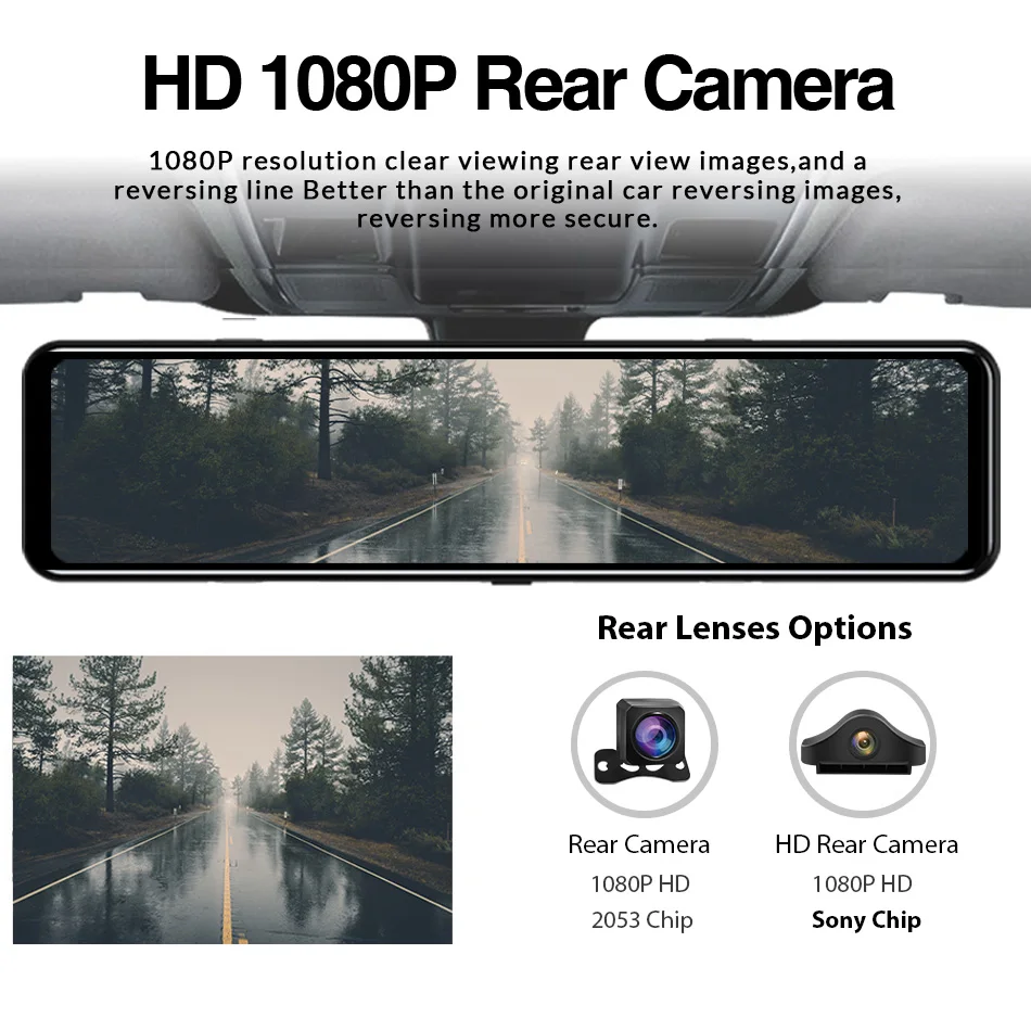 E-ACE 12 дюймов Автомобильный видеорегистратор 4K 3840*2160P зеркало заднего вида Sony IMX335