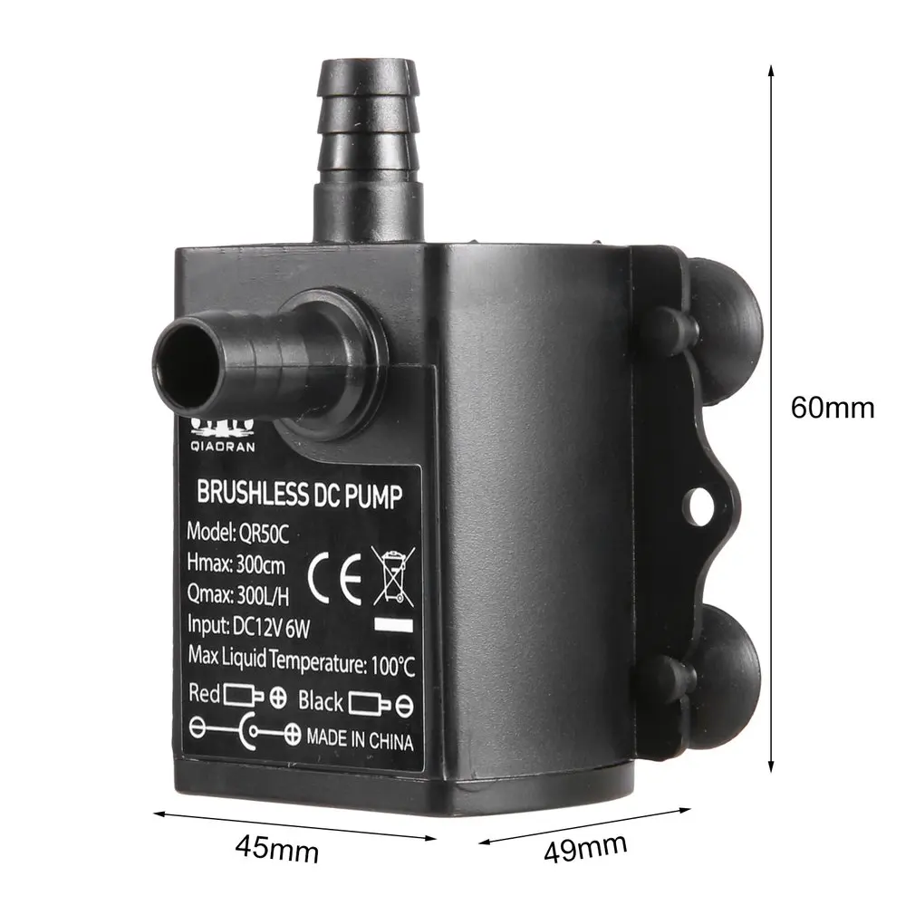 Decdeal Ultra-quiet Mini Brushless DC/USB Water Pump 5/12V 5-10W 250-400L/H Lift 300cm Submersible Fountain Aquarium Circulating | Дом и сад