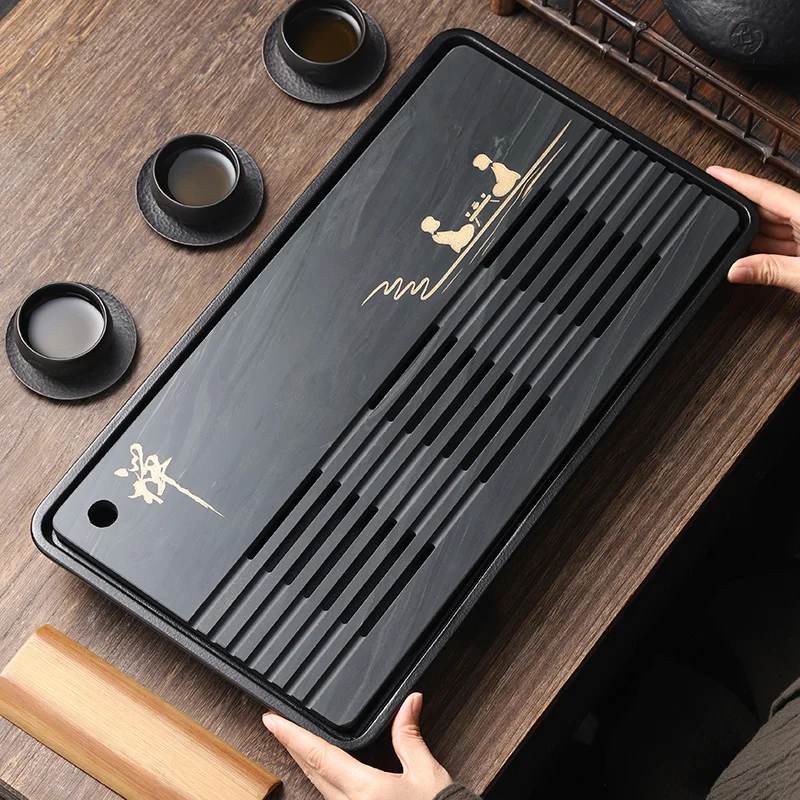 

Ujin Stone Chinese Tea Tray Drainage Hoses Rectangle Small Tea Serving Tray Vintage Plateau En Bois Household Teawear OF50CP