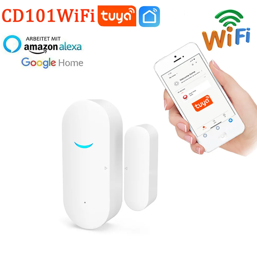 Tuya WiFi door sensor smart open/close detector Smartlife APP window home security anti-theft device | Безопасность и защита