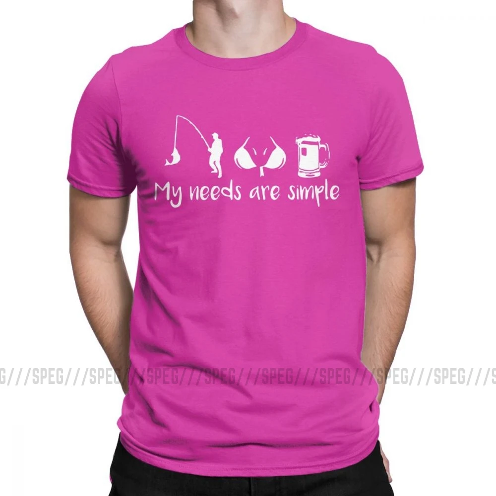 My Needs Are Simple Мужская футболка для рыбалки, груди, пива, Фишера, забавные хлопковые футболки с коротким рукавом, футболка с круглым вырезом, одежда размера плюс - Цвет: Лаванда