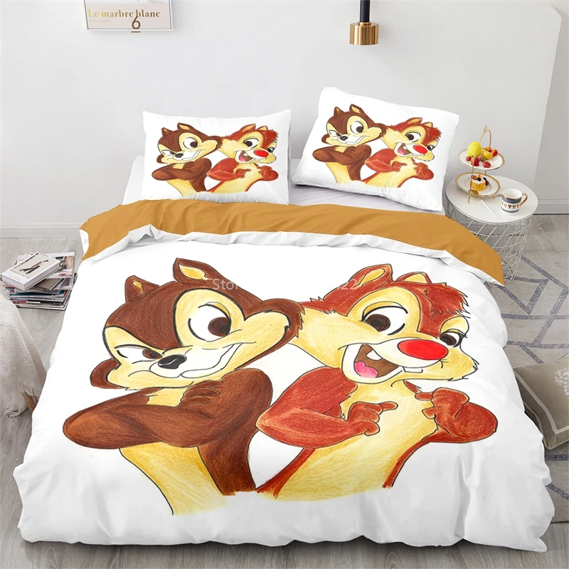 Disney Private Pluto Chip n Dale Bedding Set 3d Character Print Duvet Cover Set with Pillowcases Twin Full Queen King Bedclothes