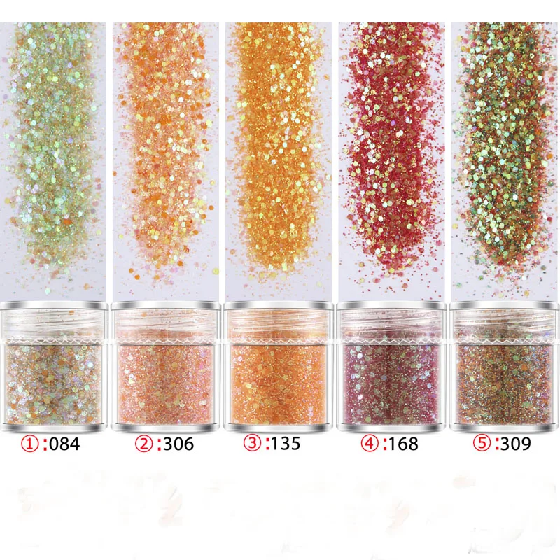 

5pcs/set Sparkles Ultra-Fine Hexagon Sequins Nail Glitter Mixed-size 1/2/3/5mm Nail Paillette Chrome Pigment Nail Art Decoration