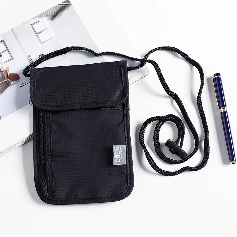 waterproof rfid nylon travel document storage bag card passport bag neck wallet money document card passport pouch free global shipping