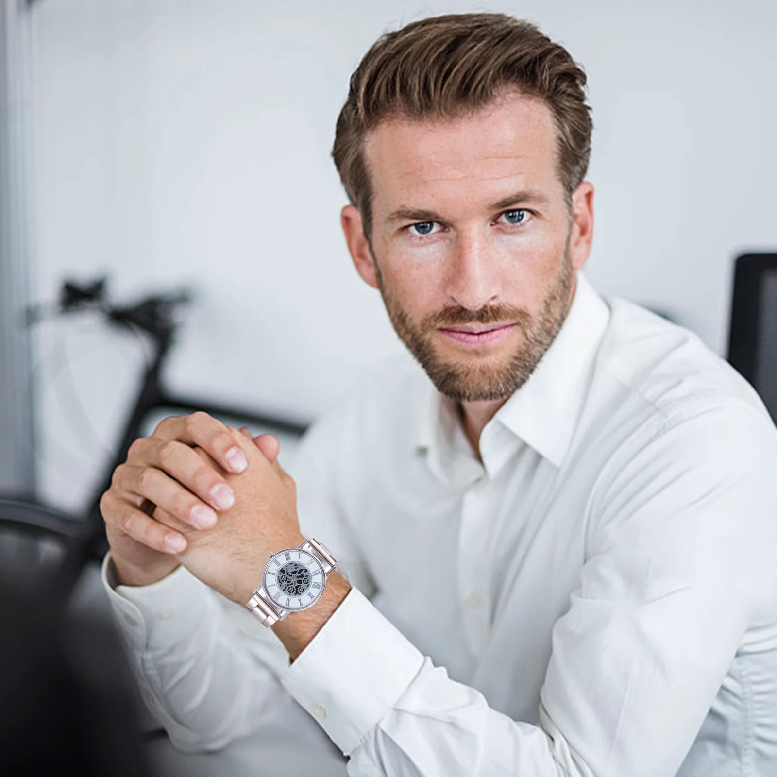 

Quartz Watch Men Luxury Goldnew Hot Fashion Elegant Quartz Business Hollow Watch Mens Steel Band Watch Часы Муржские Наручные