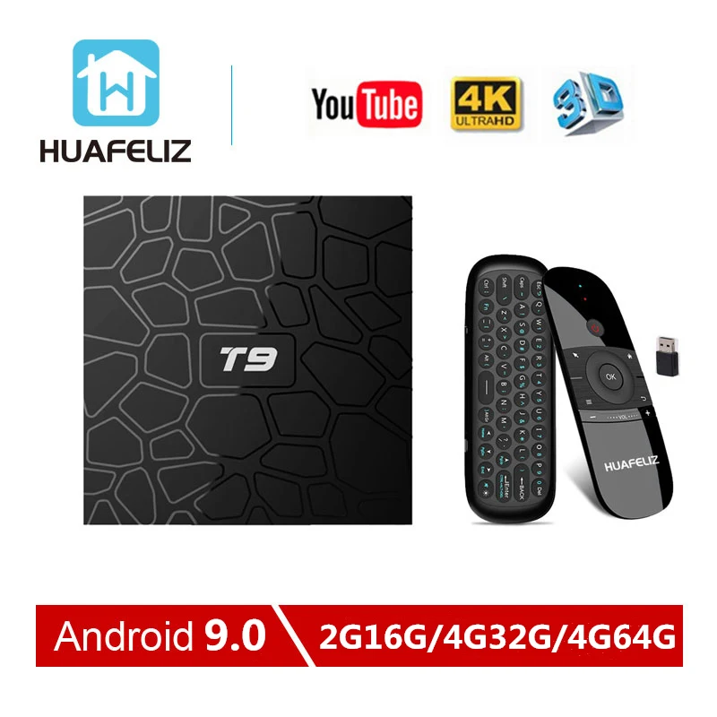 Android 9,0 ТВ приставка T9 ТВ приставка 4GB 64GB T9 RK3328 RK3318 Четырехъядерный 4G/32G USB3.0 Смарт 4K ТВ приставка 2,4G/5G двойной wifi BT4.0