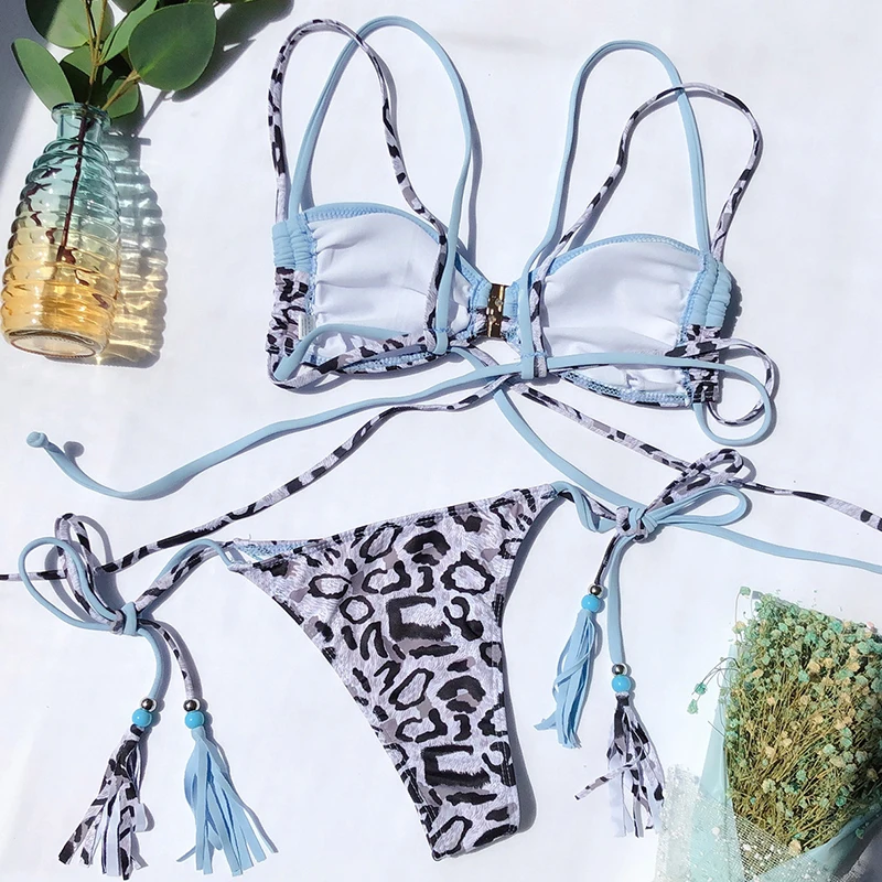 Сексуальное бикини с леопардовым принтом 2019 стринги женские купальники высоким