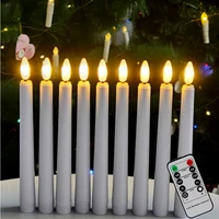 pack of 9 led candle light warm white flicker valentine day timer remote long taper candles new year wedding decoration bougie