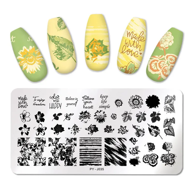 1 шт. пластины для стемпинга ногтей в форме цветка листа виде геометрических