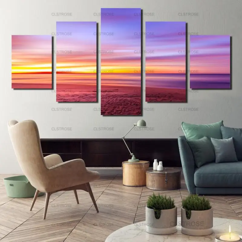 

Colorful and Beautiful Scenery Poster 5Pcs Home Bedroom Living Room Wall Art Irregular Decorative Canvas Painting Hd Print