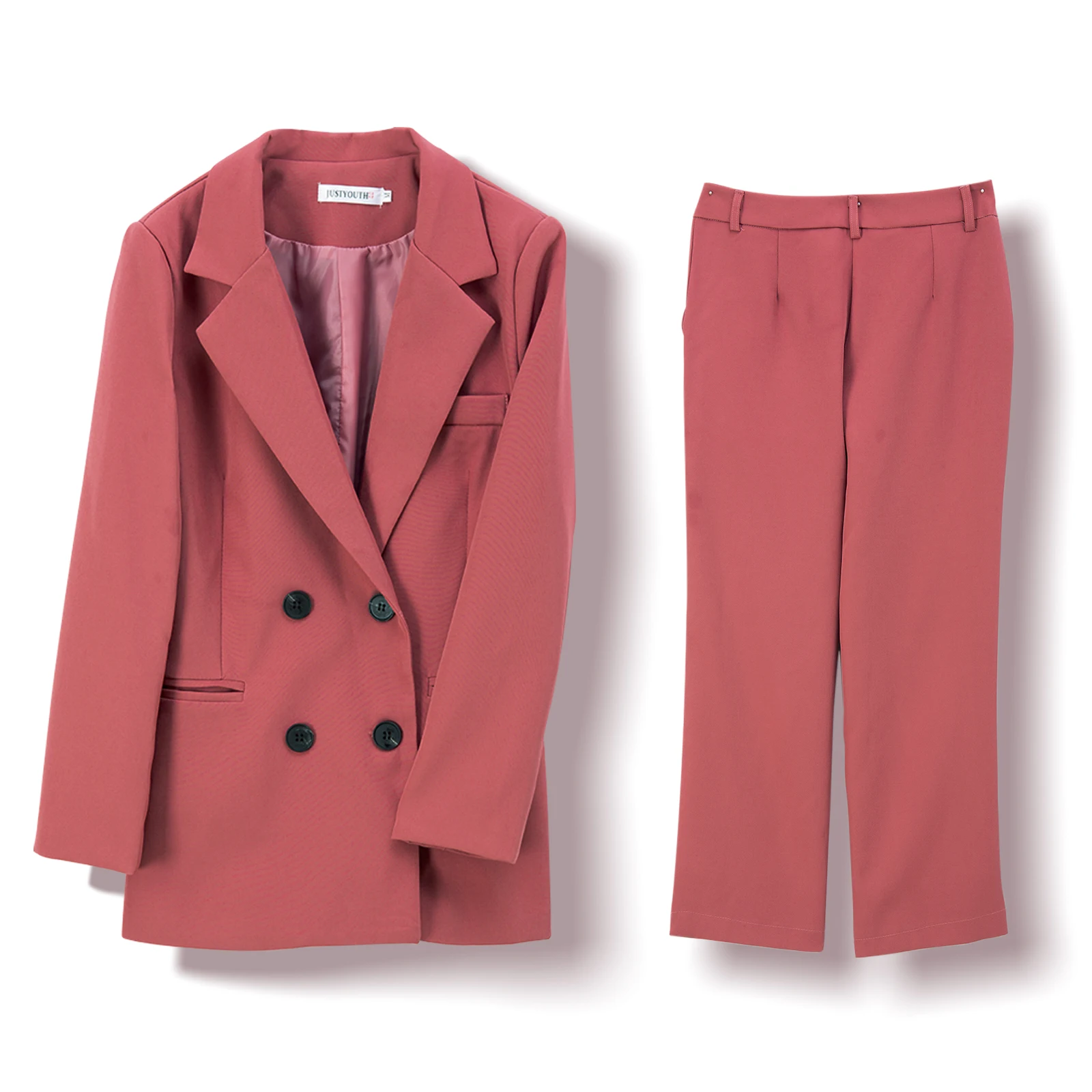 

Женский офисный костюм из двух предметов, однобортный пиджак и брюки со складками, весна-осень-зима