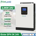 Гибридный солнечный инвертор с чистой синусоидой, 2400 ва, Вт, 24 В постоянного тока, вход в переменного тока, выход, встроенный ШИМ контроллер солнечного зарядного устройства 50 А и зарядное устройство переменного тока