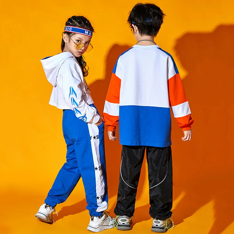 

New Children'S Hip Hop Costumes Boys Loose Tops Pants Street Dancing Performance Clothes Girls Jazz Dance Stage Outfit DN6497