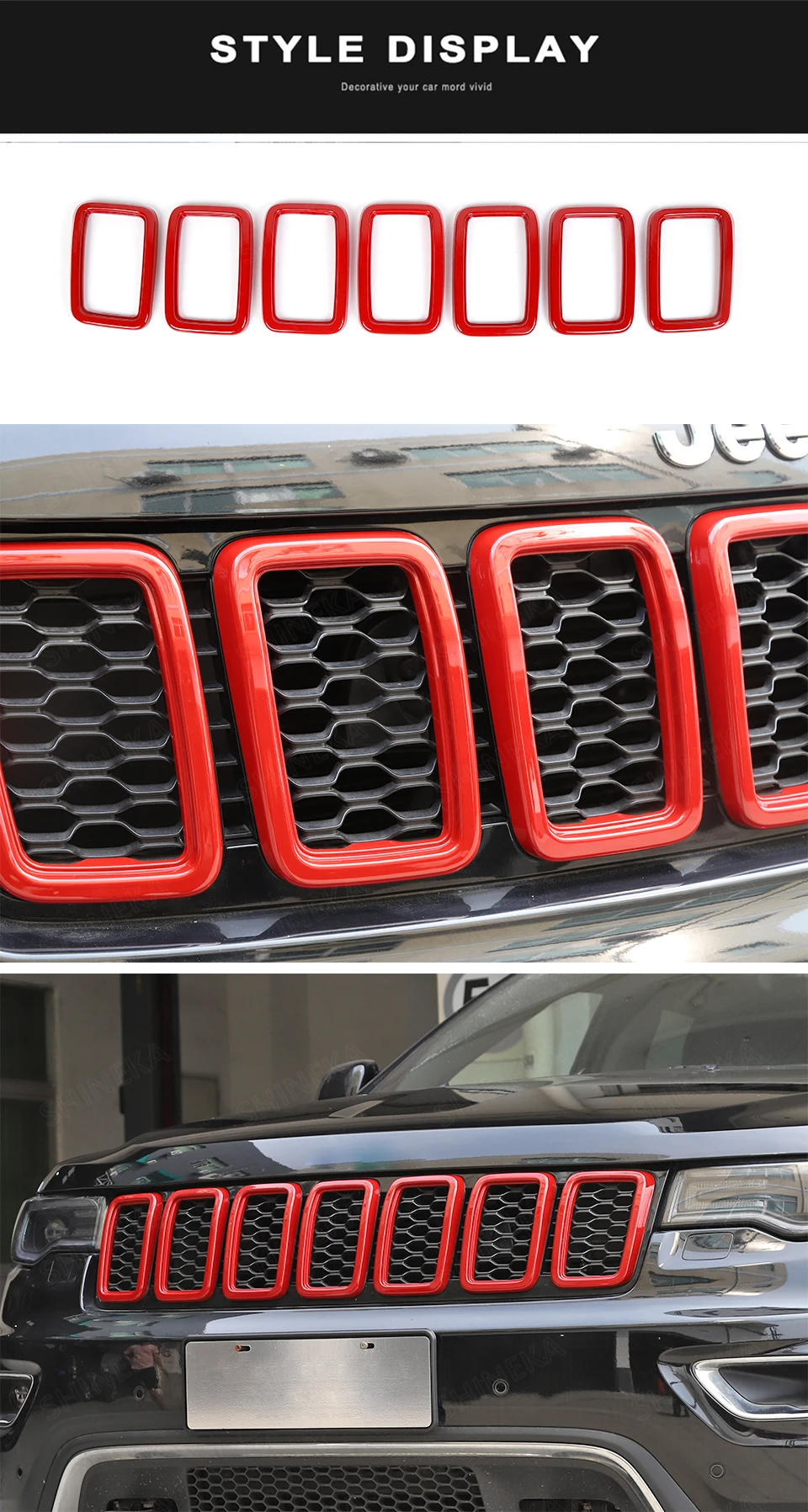 SHINEKA Автомобильная наклейка для Jeep Grand Cherokee-+ передняя решетка декоративная крышка оригинальные модели для Grand Cherokee