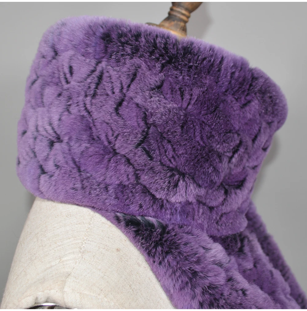 Winter Long Style Women Real Rex Rabbit Fur Scarf Rex Rabbit Fur Warm Soft Ring Scarfs High Quality Knit Rabbit Fur Scarves