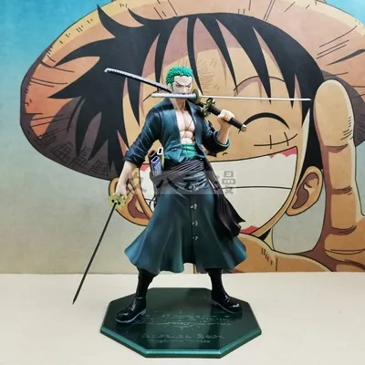 

One Piece Roronoa Zoro Double styling Three-sword flow High-quality P.O.P PVC Figure Toys Dolls Gifts for Children 24CM