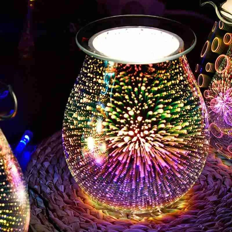 Электрическая ароматическая Лампа Диффузор 3d фейерверка благодаря серебристому