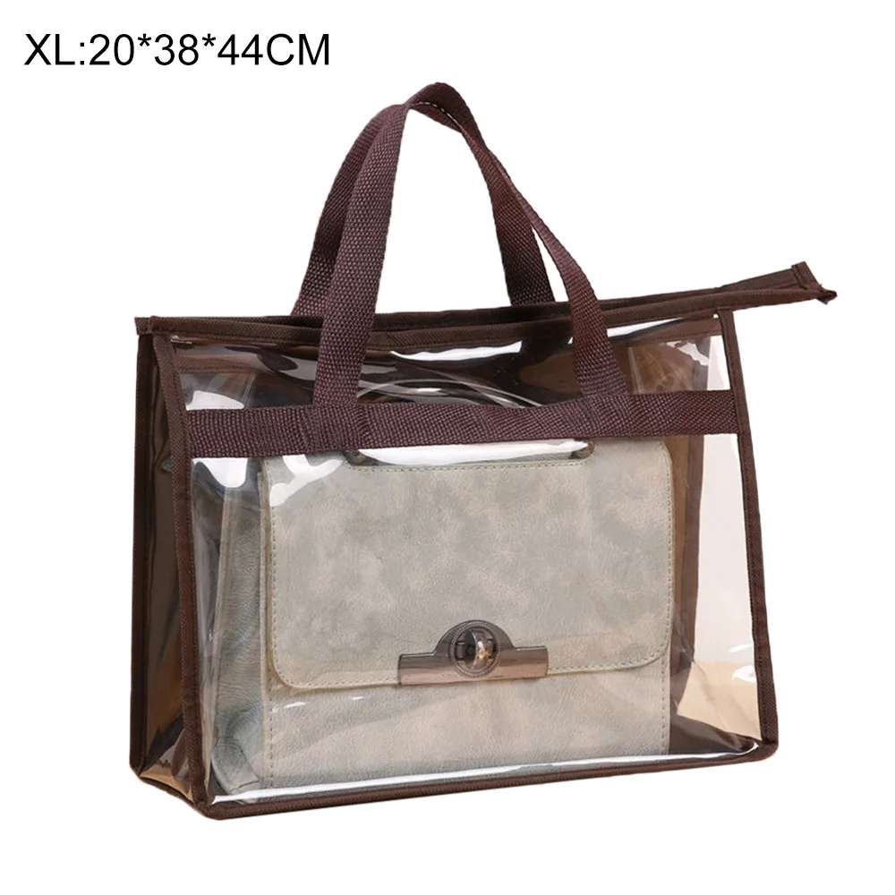 

Transparent Handbags Dustproof Large Capacity Bag Organizer Purse Storage Holder Pouch with Handle Dust Cover Pocket