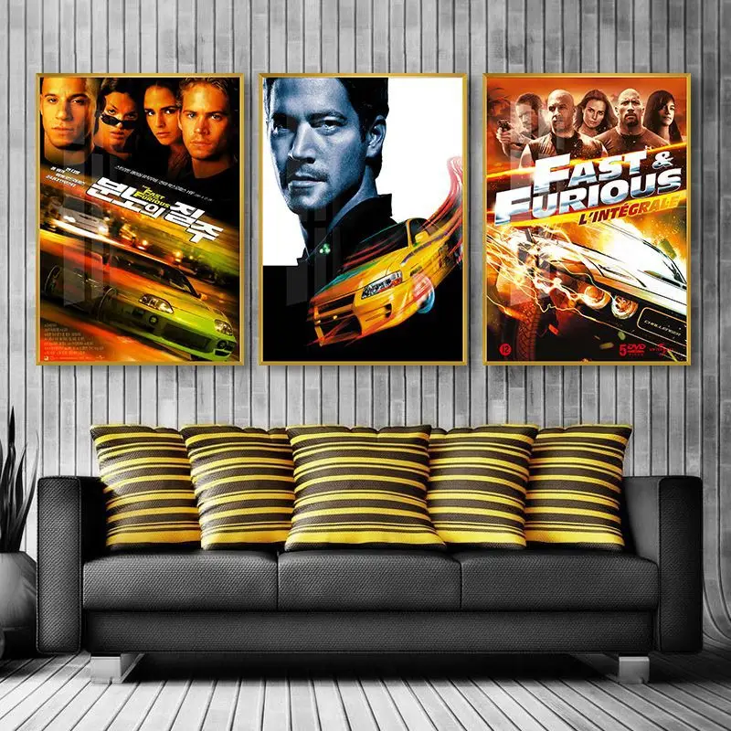 

3 Panel Fast and Furious Car Dwayne Johnson Movies Wall Art Pictures Canvas Home Decor Posters Painting Living Room Decorations
